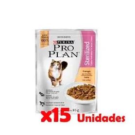 Pack 15 Unidades Pro Plan Pouch Gato Sterilized 85grs