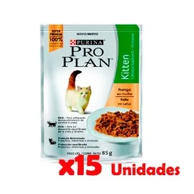 Pack 15 Unidades Pro Plan Pouch Gatitos Sabor Pollo 85grs