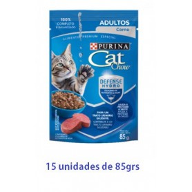 Pack Cat Chow Gato Adulto Carne 15 x 85g 