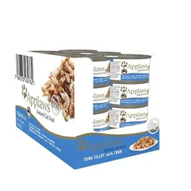 Pack 24 Latas Applaws Adulto Filete De Atún Y Cangrejo Lata Con Caldito