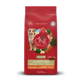 PURINA ONE Perros Adultos Mediano Y Grande - Pollo y Carne 12Kg