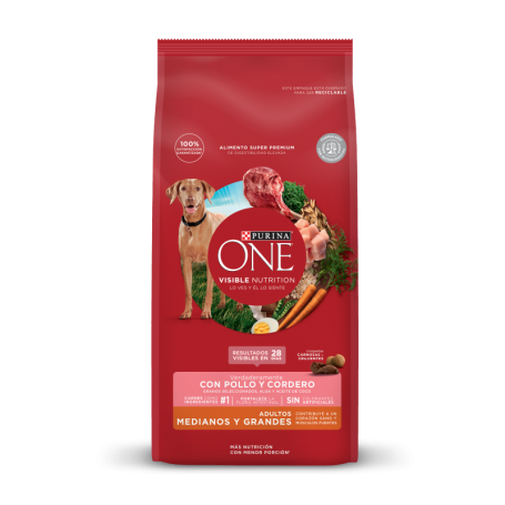 PURINA ONE Perros Adultos Mediano Y Grande - Pollo y Cordero 2Kg
