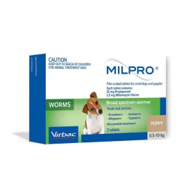 Antiparasitario Milpro Perro Cachorro y Adulto 0.5 a 10 KG (2 compr...