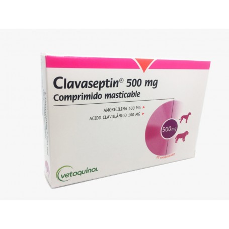 Clavaseptin Amoxicilina 500 mg 10 comprimidos Masticables