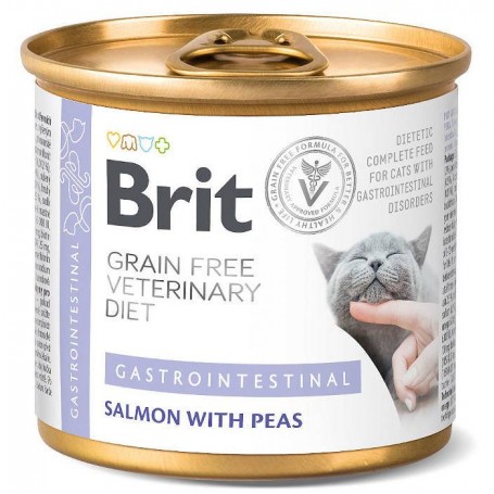 Alimento Humedo Brit Veterinary Gastrointestinal Salmon & Pea Gatos 200 grs