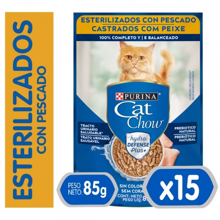 Pack Cat Chow Gato Adulto Esterilizado Pescado 15 x 85g