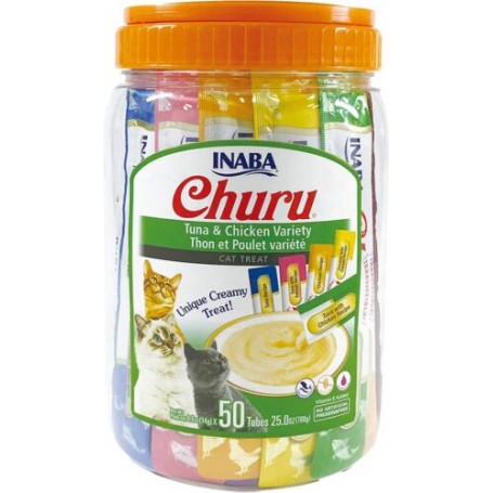 Pack Golosinas Churu Gato Atun y Pollo Variedades 50 unds