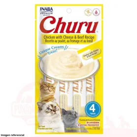 Golosina Churu Gato Pollo con Queso y Carne 4 unidades tubo