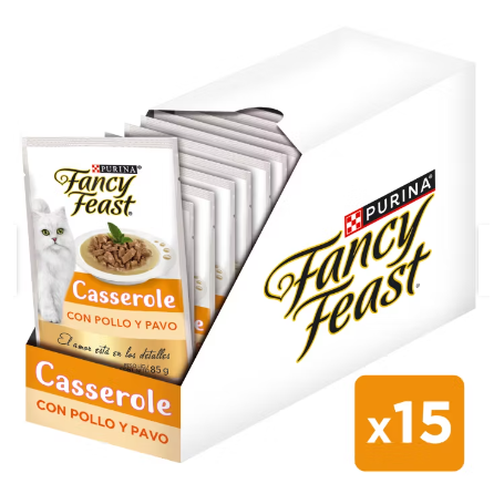 Fancy Feast Pouch Cass Gato Pollo y Pavo 15 x 85grs