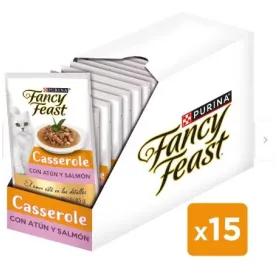 Pack Fancy Feast 15 Pouch Casserole Gato Atun y Salmon 85grs 41226 ...