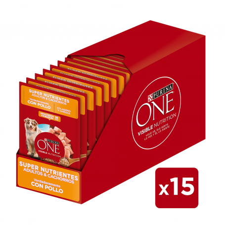Pack 15 Sobres Purina One Perro Super Nutrientes 85g (Pollo)