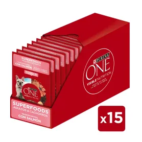Pack 15 Sobres Purina One Perro SuperFoods 85g (Salmón, Quinoa, Cam...
