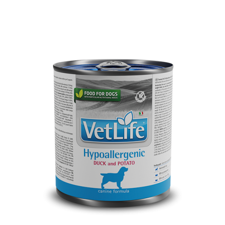  PACK 6 UNID. VET LIFE NATURAL DIET DOG HYPOALLERGENIC DUCK & POTATO 300gr