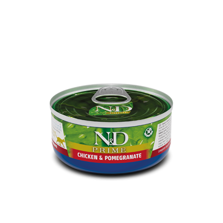  PACK 24 UNID. N&D CAT PRIME CHICKEN & POMEGRANATE 80GR 
