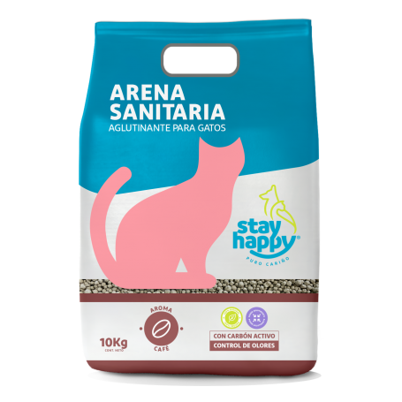 Arena Sanitaria Aglutinante Café Stay Happy 10 Kg