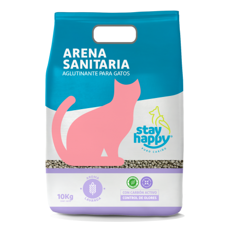 Arena Sanitaria Aglutinante Lavanda Stay Happy 10 Kg