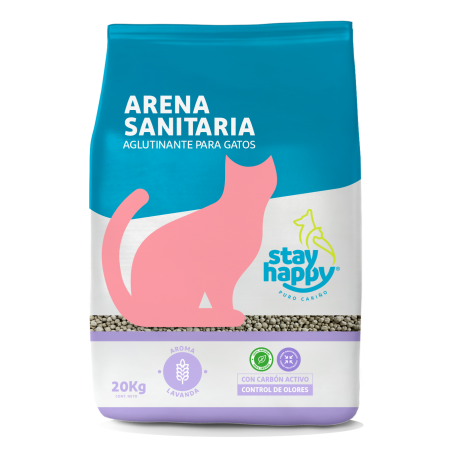 Arena Sanitaria Aglutinante Lavanda Stay Happy 20 Kg