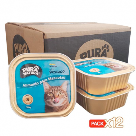 Almavet Pack x12 Pura Natura Gato Húmedo Pescado 300gr