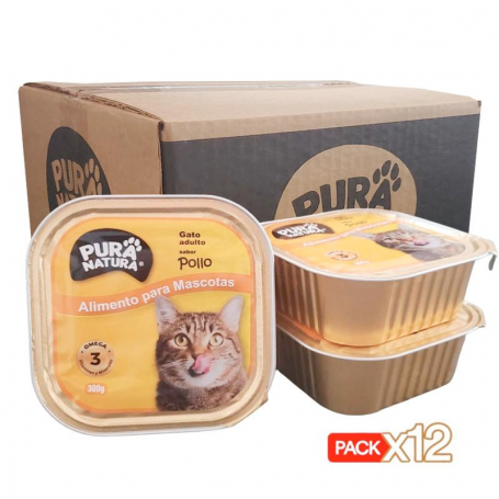 Almavet Pack x12 Pura Natura Gato Húmedo Pollo 300gr