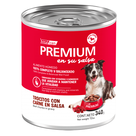 Vitalcan Premium Perro Adulto – Trocitos con Carne en Salsa 340g