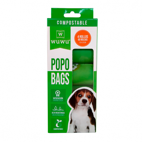 WuWu PopoBags x4 rollos Compostables