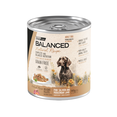 Vitalcan Natural Recipe Perro Adulto Delicados Filetes – Salmón & Cordero – 340 g
