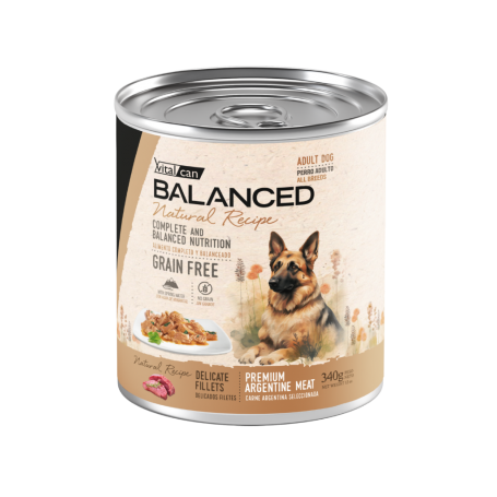 Pack 12 Vitalcan Natural Recipe Perro Adulto Delicados Filetes – Carne – 340 g