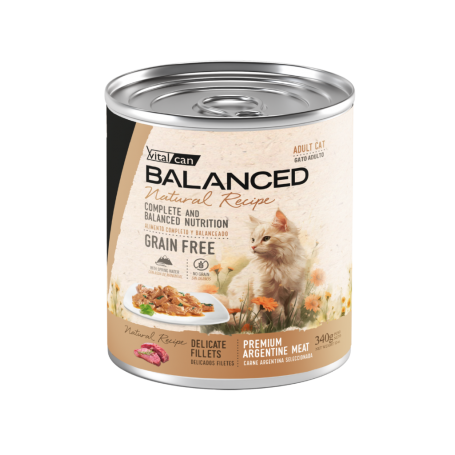 Pack 12 Vitalcan Natural Recipe Gato Adulto Delicados Filetes – Carne – 340 g