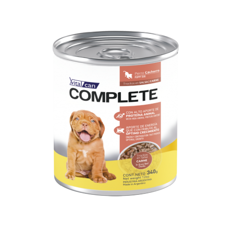 Pack 12 Vitalcan Complete Trocitos En Salsa Carne Perro Cachorro - 340g