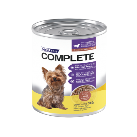 Pack 12 Vitalcan Complete Trocitos En Salsa Carne Perro Adulto Raza Pequeña - 340g