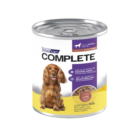 Pack 12 Vitalcan Complete Trocitos En Salsa Carne Perro Adulto - 340g