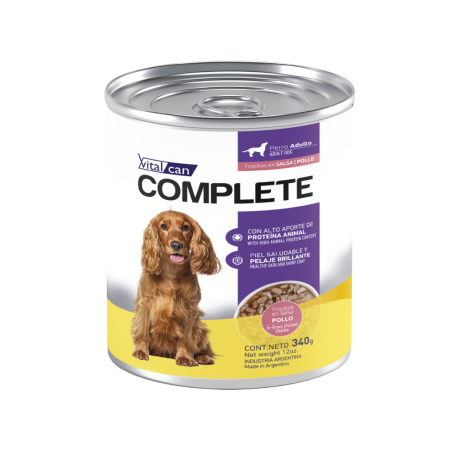 Pack 12 Vitalcan Complete Trocitos En Salsa Pollo Perro Adulto - 340g