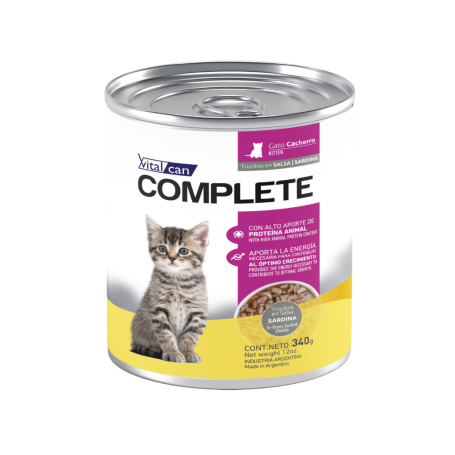 Pack 12 Vitalcan Complete Trocitos En Salsa Sardina Gato Cachorro - 340g