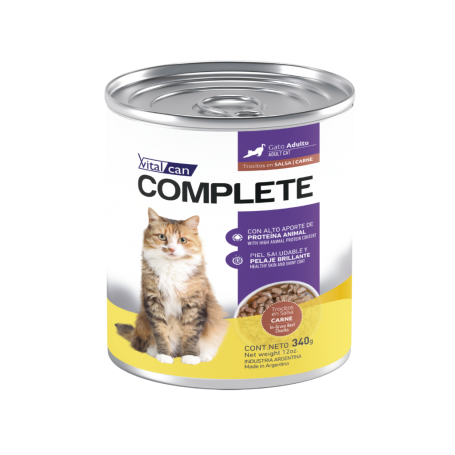 Pack 12 Vitalcan Complete Trocitos En Salsa Carne Gato Adulto - 340g