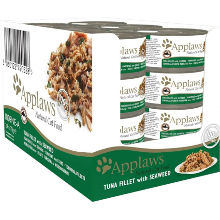 Pack 24 Latas Applaws Adulto Filete de Atún con Algas Marinas 70 g