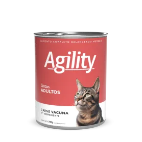 Pack 12 Latas Agility Gato Adulto Vacuno 340 Grs