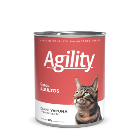 Pack 12 Latas Agility Gato Adulto Vacuno 340 Grs