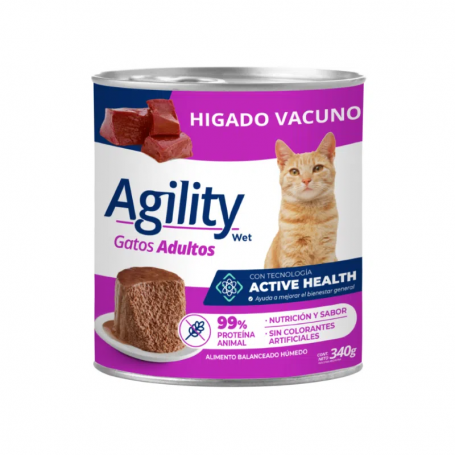 Pack 12 Latas Agility Gato Adulto Hígado 340 Gr