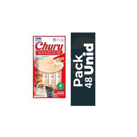 Pack 48 Golosina Churu Gato Atún con Cangrejo