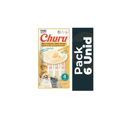Pack 6 Golosina Churu Gato Atún con Hojuelas de Bonito