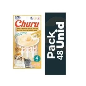Pack 48 Golosina Churu Gato Atún con Hojuelas de Bonito 56 grs 4280...