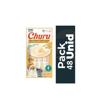 Pack 48 Golosina Churu Gato Atún con Hojuelas de Bonito
