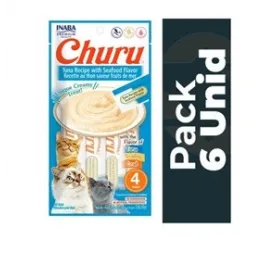 Pack 6 Golosina Churu Gato Atún con Mariscos 56 grs
