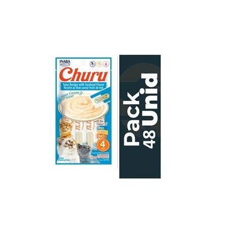 Pack 48 Golosina Churu Gato Atún con Mariscos