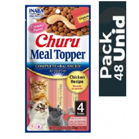 Pack 48 Golosina Churu Gato Meal Topper Pollo 56grs