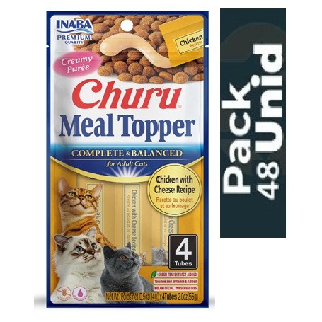 Pack 48 Golosina Churu Gato Meal Topper Pollo y Queso