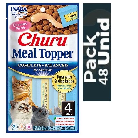 Pack 48 Golosina Churu Gato Meal Topper Atún y Vieiras