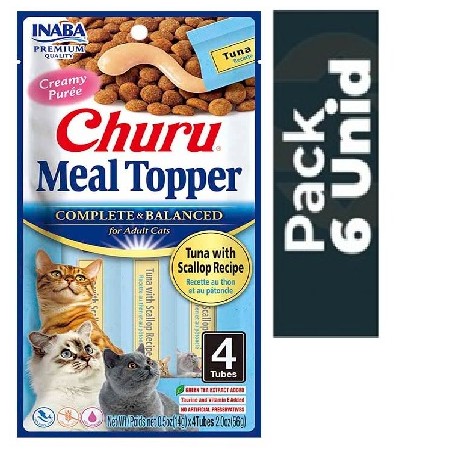 Pack 6 Golosina Churu Gato Meal Topper Atún y Vieiras