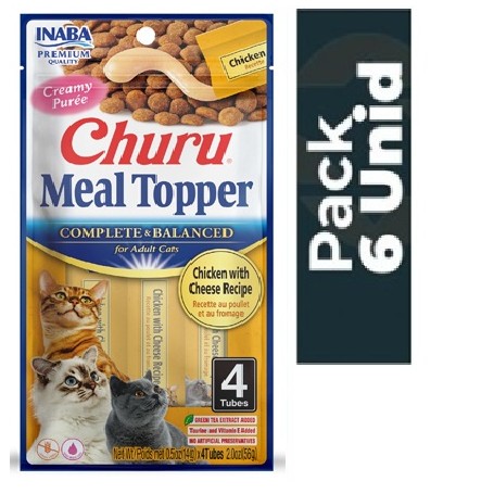 Pack 6 Golosina Churu Gato Meal Topper Pollo y Queso