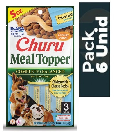 Pack 6 Golosina Churu Perro Meal Topper Pollo y Queso 56grs